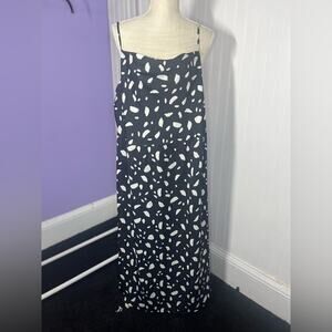 Old Navy Cowl Neck Satin Midi Slip Dress XXL Black White Print EUC SS26 Bias